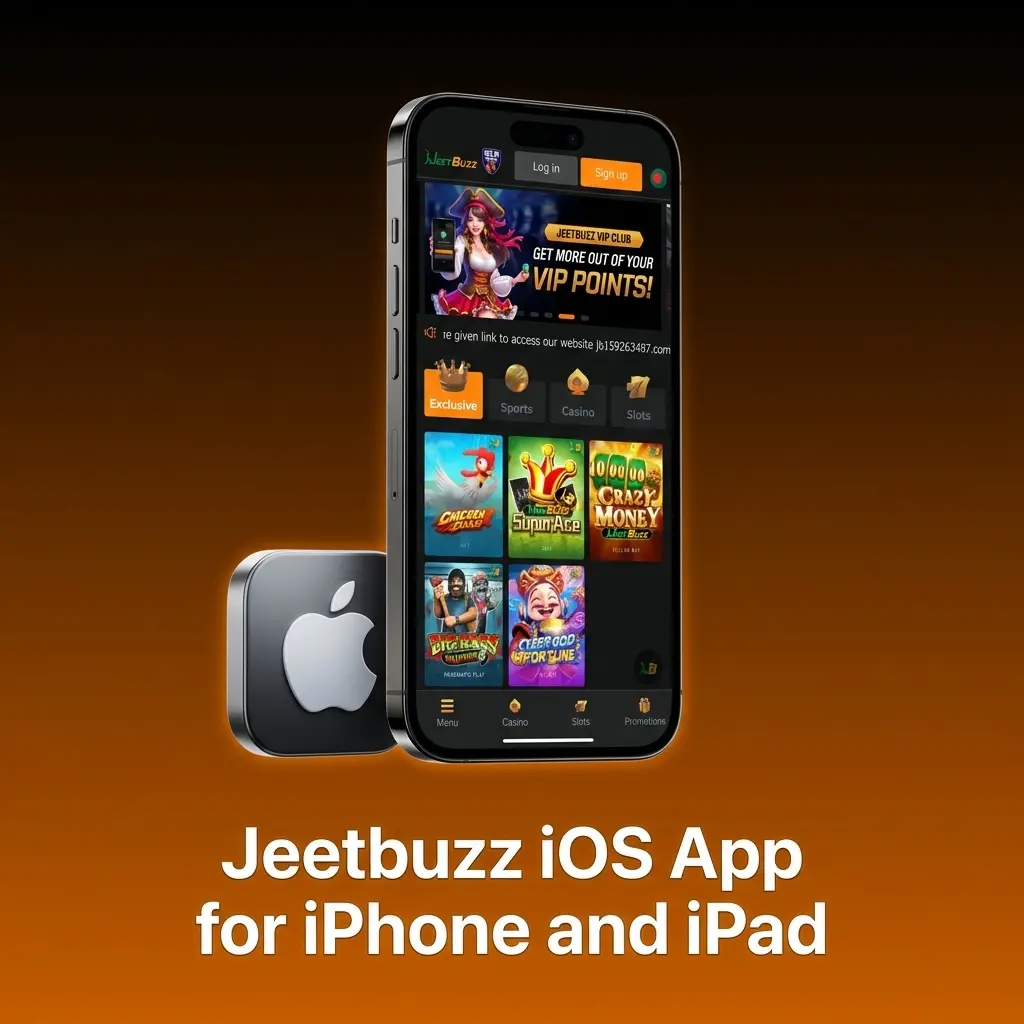 Jeetbuzz iOS app for iPhone and iPad featuring sportsbook, live casino, slots, and bKash and Nagad payment options